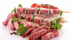 Meat tomatoes parsley sausage kebab