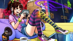 Meganekko thigh highs striped legwear striped clothing