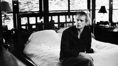 Men Actors beds sitting British bedroom paul bettany grayscale 