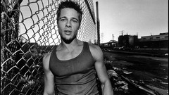 Men Actors Brad Pitt monochrome Chain Link Fence