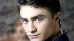 Men Actors Daniel Radcliffe faces blue eyes blurred background