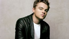 Men Actors Leonardo DiCaprio Leather Jacket Simple Background 