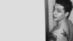 Men Actors tattoos shower tom hardy grayscale