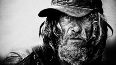 Men beard faces monochrome caps portraits