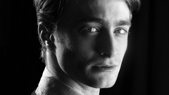 Men black background Actors Daniel Radcliffe portraits grayscale