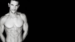 Men black background monochrome greyscale male models muscular