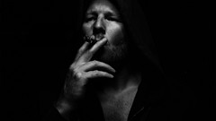 Men black background smoking grayscale