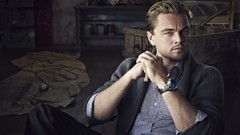 Men boxes Actors Leonardo DiCaprio sitting watches blondes blue 