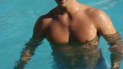 Men chest blondes Gay swimming pools abs pecs
