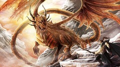 Men Dragons Warriors artwork fantasy art