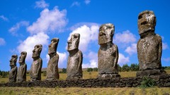 Men Easter Island statues moai skyscapes