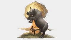 Men explosions white background rhinoceros