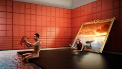 Men fish paintings sitting mermaids nude digital art swimming 