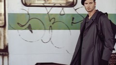 Men graffiti fashion beret Backpacks cable cars male models