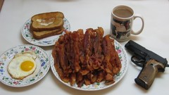 Men Guns eggs Breakfast bacon