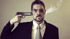 Men Guns smoke tie shooting suicide suit crying artwork