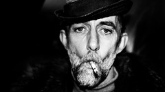 Men hats beard Cigarettes monochrome