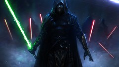 Men hood star wars lightsabers Luke Skywalker artwork