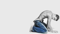 Men jeans selective coloring male models