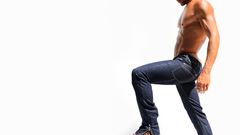 Men jeans white background