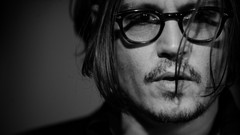 Men Johnny Depp Actors faces portraits grayscale hair in face 