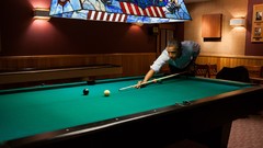 Men lights billiards Tables stained glass playing interior 