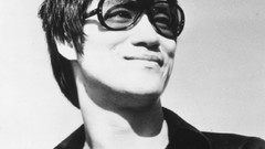 Men monochrome sunglasses asians smiling Bruce Lee portraits 