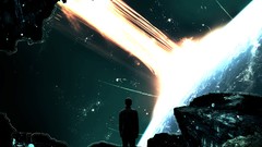 Men moon Earth pulsar supernova outer space illustrations 