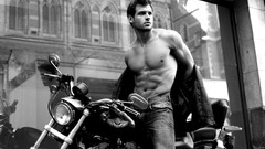 Men motorbikes male models muscular