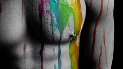 Men paint colors muscles nude selective coloring