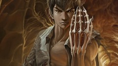 Men red eyes artwork fantasy art