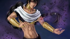 Men red eyes braids artwork magi the labyrinth of magic anime 