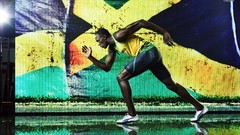 Men running Flags Jamaica Athletes olympics 2012 Usain Bolt