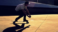 Men Skateboarding skates half pipe