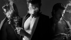 Men smoke Actors Cigarettes monochrome gaspard ulliel open shirt