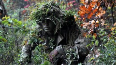 Men soldiers camouflage ghillie suit