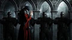 Men soldiers masks science fiction gas masks futuristic