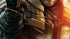 Men weapons Judge Dredd pistols artwork futuristic