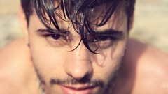Men wet faces male models Matthieu Charneau