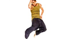 Men white background Actors Channing Tatum jumping