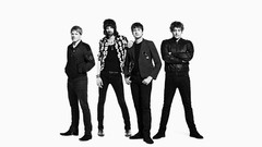 Men white background British grayscale music bands kasabian Tom 