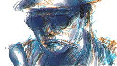 Men white background Cigarettes sunglasses Hunter S. Thompson 