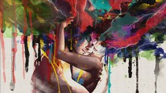 Men woman abstract paintings multicolor artwork