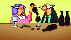 Men woman bar drinks funny red wine joke am i