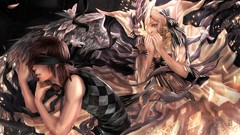Men woman Birds wings dress blondes artwork fantasy art
