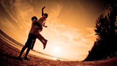 Men woman couple Beaches happy