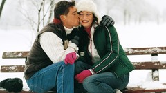 Men woman couple kissing