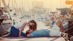 Men woman couple sunglasses