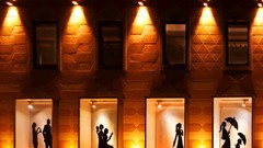 Men woman faces cities