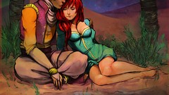 Men woman friendship couple reflections redheads cleavage 